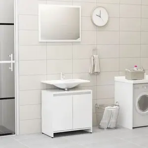 Comparateur de prix : vidaXL Ensemble de meubles de salle de bain Blanc brillant Aggloméré
