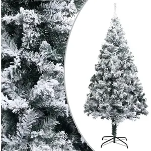 Comparateur de prix : vidaXL Sapin de Noël artificiel avec neige floquée vert 210 cm PVC