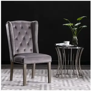 vidaXL Chaise à manger Gris Velours pas cher
