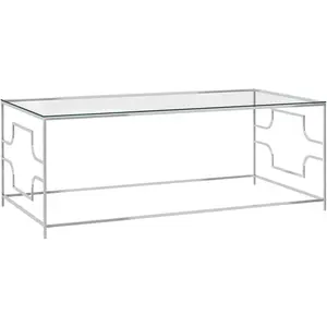 vidaXL Table basse Argenté 120x60x45 cm Acier inoxydable et verre pas cher