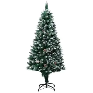 vidaXL Sapin de Noël avec pommes de pin et neige blanche 150 cm pas cher