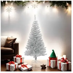 vidaXL - Kunstkerstboom - met - standaard - 150 - cm - PET - zilverkleurig pas cher
