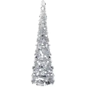 vidaXL Sapin de Noël artificiel escamotable argenté 150 cm PET pas cher