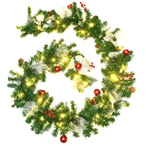 vidaXL Guirlande de Noël avec lumières LED Vert 2,7 m PVC pas cher