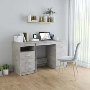 Comparateur de prix : vidaXL Vidaxl Bureau Gris Béton 140x50x76 Cm Bois D’Ingénierie