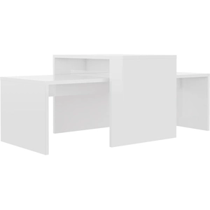Comparateur de prix : vidaXL Ensemble de tables basses Blanc brillant 100x48x40 cm Aggloméré