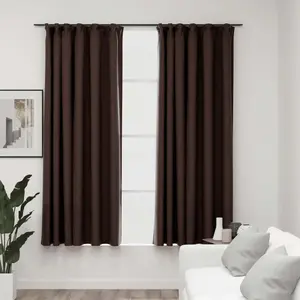 vidaXL Rideaux occultants aspect lin et crochets 2 pcs Taupe 140x175cm pas cher