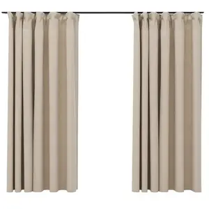 vidaXL Rideaux occultants aspect lin et crochets 2 pcs Beige 140x175cm pas cher
