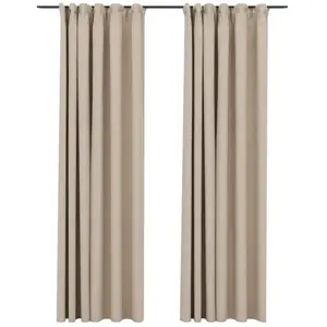 Comparateur de prix : vidaXL Rideaux occultants aspect lin et crochets 2 pcs Beige 140x225cm