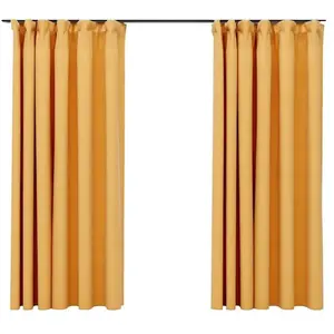 vidaXL Rideaux occultants aspect lin et crochets 2 pcs Jaune 140x175cm pas cher