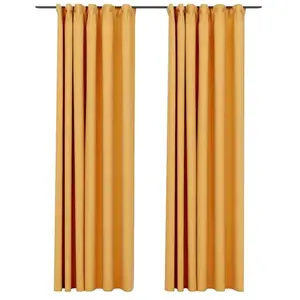 Comparateur de prix : vidaXL Rideaux occultants aspect lin et crochets 2 pcs Jaune 140x225cm