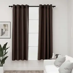 vidaXL Rideaux occultants Aspect lin avec oeillets 2pcs Taupe 140x175cm pas cher