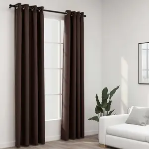 Comparateur de prix : vidaXL Rideaux occultants Aspect lin avec oeillets 2pcs Taupe 140x245cm
