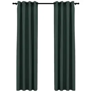 Comparateur de prix : vidaXL Rideaux occultants Aspect lin avec oeillets 2 pcs Vert 140x245cm