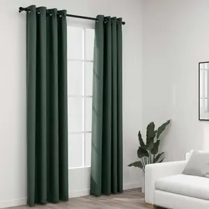 Comparateur de prix : vidaXL Rideaux occultants Aspect lin avec oeillets 2 pcs Vert 140x225cm