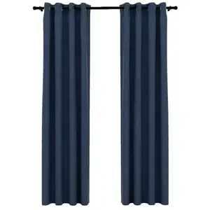 vidaXL Rideaux occultants Aspect lin avec oeillets 2 pcs Bleu 140x245cm pas cher