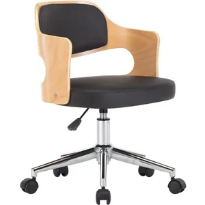 vidaXL Chaise pivotante de bureau Noir Bois courbé et similicuir pas cher
