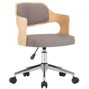 vidaXL Chaise pivotante de bureau Taupe Bois courbé et tissu pas cher