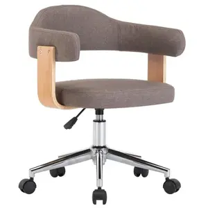 vidaXL Chaise pivotante de bureau Taupe Bois courbé et tissu pas cher