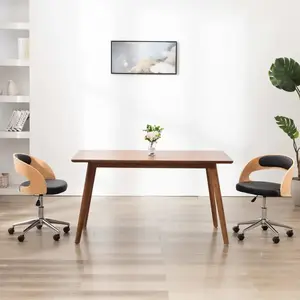 vidaXL Chaise pivotante de bureau Noir Bois courbé et similicuir pas cher