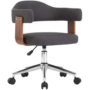 vidaXL Chaise pivotante de bureau Gris Bois courbé et tissu pas cher