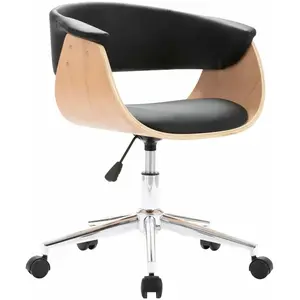 vidaXL Chaise pivotante de bureau Noir Bois courbé et similicuir pas cher