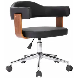 vidaXL Chaise pivotante de bureau Noir Bois courbé et similicuir pas cher