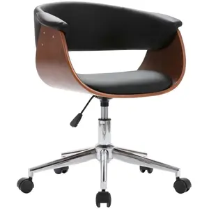 vidaXL Chaise pivotante de bureau Noir Bois courbé et similicuir pas cher