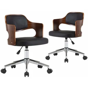vidaXL Chaises pivotantes à manger lot de 2 bois courbé et similicuir pas cher
