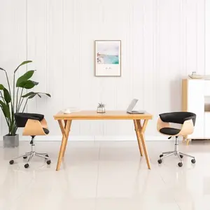 vidaXL Chaises pivotantes à manger lot de 2 noir similicuir pas cher