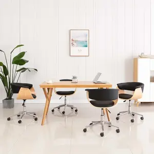 vidaXL Chaises pivotantes à manger lot de 4 Noir Similicuir pas cher