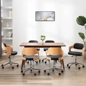 Comparateur de prix : vidaXL Chaises pivotantes à manger lot de 6 bois courbé et similicuir