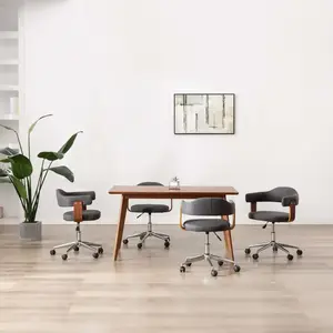 vidaXL Chaises pivotantes à manger lot de 4 gris bois courbé et tissu pas cher