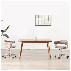 vidaXL Chaises pivotantes à manger lot de 2 taupe bois courbé et tissu pas cher