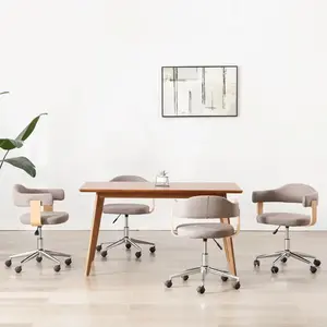 vidaXL Chaises pivotantes à manger lot de 4 taupe bois courbé et tissu pas cher