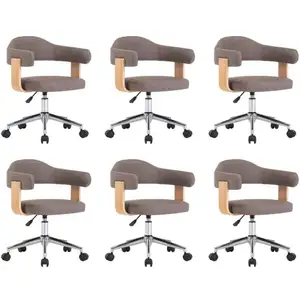 vidaXL Chaises pivotantes à manger lot de 6 taupe bois courbé et tissu pas cher
