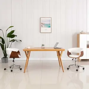 vidaXL Chaises pivotantes à manger lot de 2 blanc similicuir pas cher