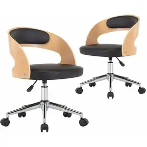 vidaXL Chaises pivotantes à manger lot de 2 bois courbé et similicuir pas cher