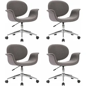 vidaXL Chaises pivotantes à manger lot de 4 gris tissu pas cher