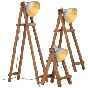 Comparateur de prix : vidaXL Lampadaires 3 pcs Argenté E27 Bois de manguier massif