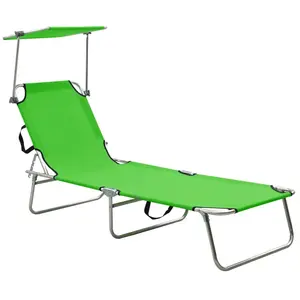 Comparateur de prix : vidaXL Chaise longue pliable avec auvent acier vert pomme