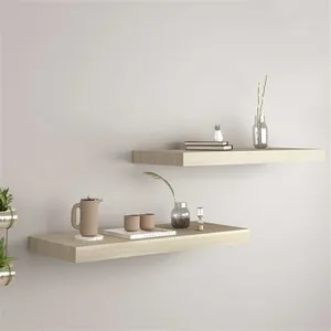 Comparateur de prix : vidaXL Étagères murales flottantes 2 pcs chêne 60x23,5x3,8 cm MDF