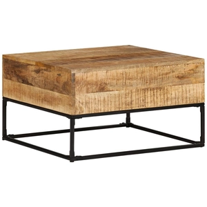 vidaXL Table basse 68x68x41 cm Bois de manguier brut pas cher