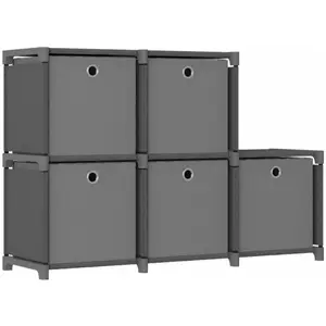 Comparateur de prix : vidaXL Étagère d'affichage 5 cubes et boîtes Gris 103x30x72,5 cm Tissu