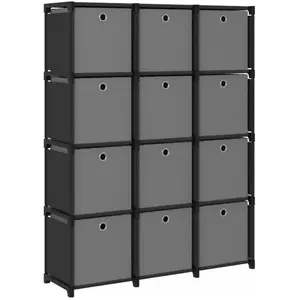 Comparateur de prix : vidaXL Étagère à 12 cubes avec boîtes Noir 103x30x141 cm Tissu