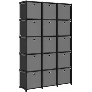 Comparateur de prix : vidaXL Étagère à 15 cubes avec boîtes Noir 103x30x175,5 cm Tissu