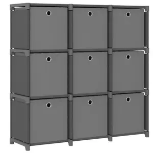 Comparateur de prix : vidaXL Étagère à 9 cubes avec boîtes Gris 103x30x107,5 cm Tissu