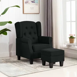 Comparateur de prix : vidaXL Fauteuil avec repose-pied Noir Tissu