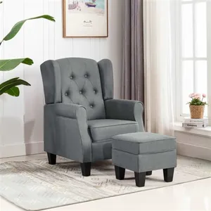 vidaXL Fauteuil avec repose-pied Gris clair Tissu pas cher