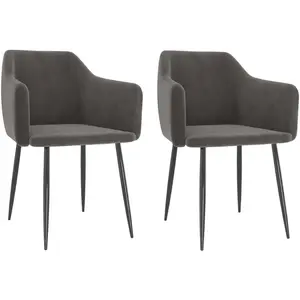 vidaXL Chaises de salle à manger 2 pcs Gris foncé Velours pas cher